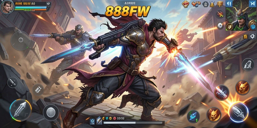 Tangkapan layar dari pertarungan aksi mendebarkan di 888FW.