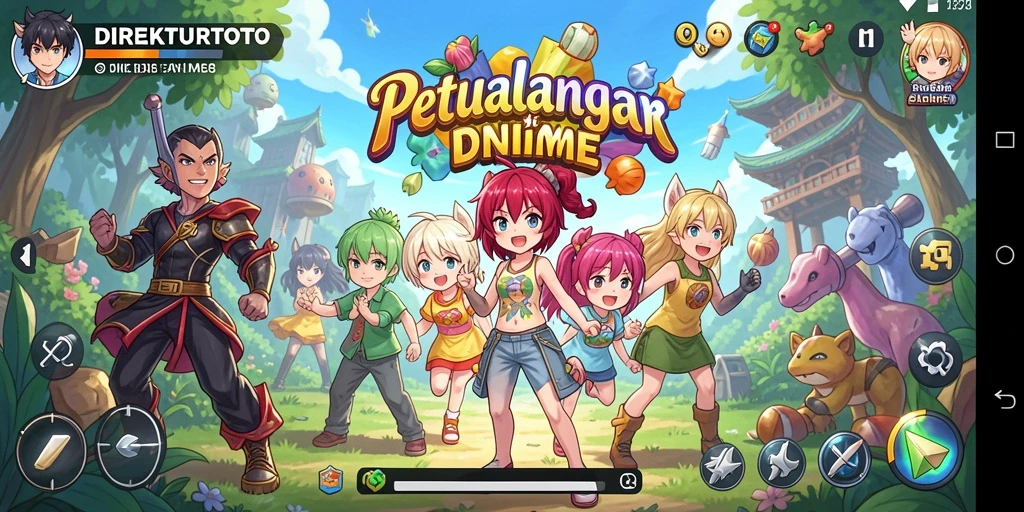 Screenshot gameplay DIREKTURTOTO menampilkan petualangan seru dalam dunia Anime.