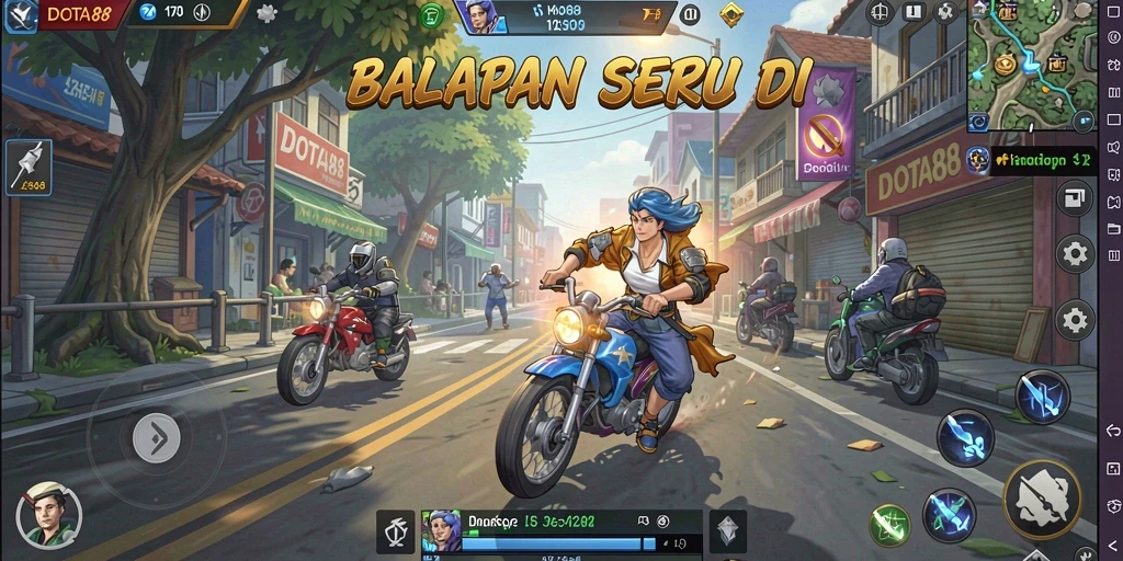 Gameplay seru DOTA88 saat balapan di trek menantang.