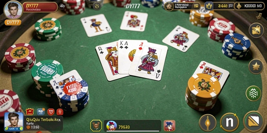 Screenshot utama DY777 menampilkan gameplay QiuQiu yang mendebarkan.