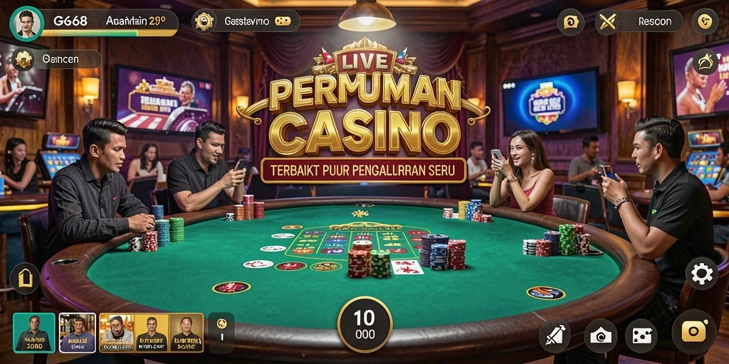Tampilan gameplay seru G668 dengan dealer live di kasino virtual.