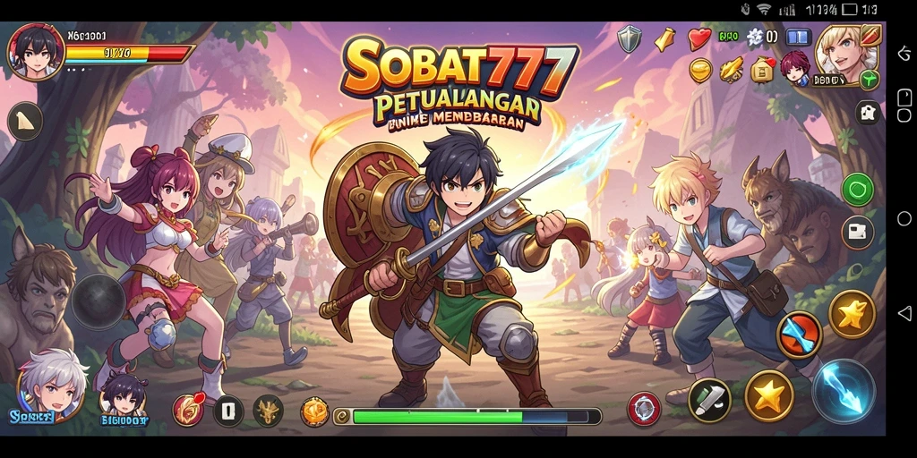 Tampilan gameplay SOBAT777 dengan aksi karakter Anime yang menarik.