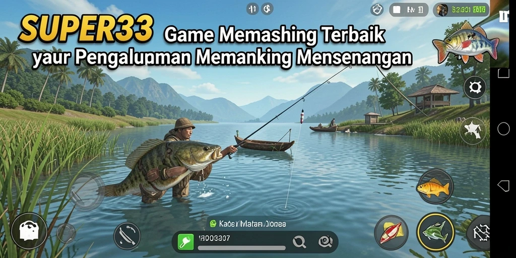 Gameplay SUPER33 yang menampilkan momen seru saat memancing.