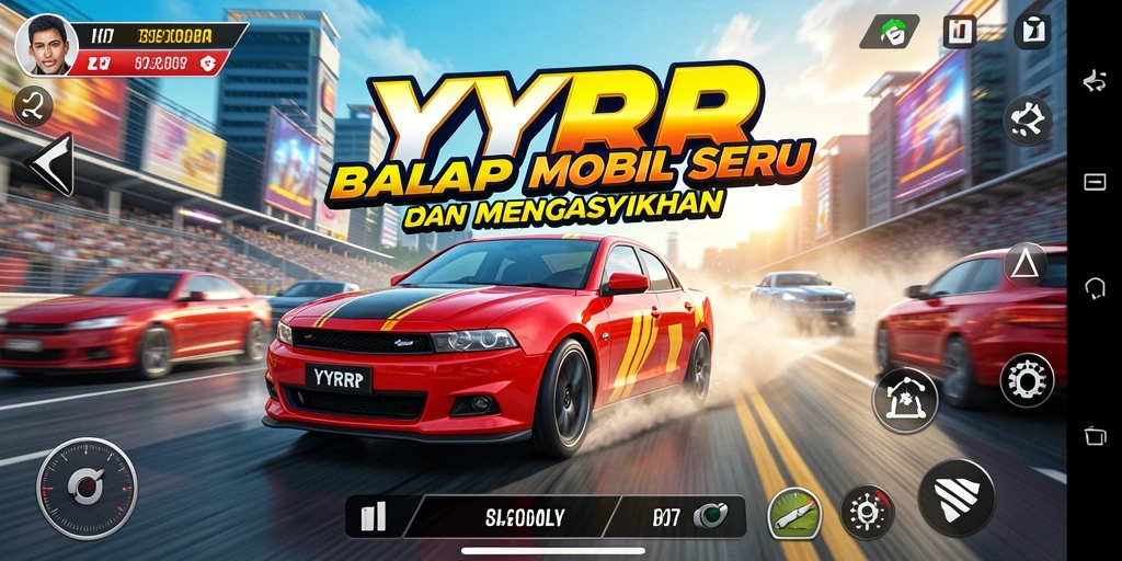 Gameplay seru dan menegangkan di YYRR saat balapan.
